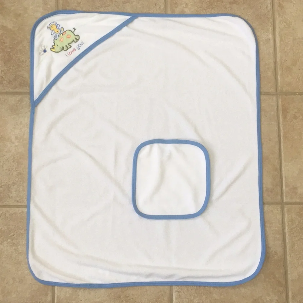 Gerber Baby Monkey Rhino Butterfly Hooded Towel and Washcloth